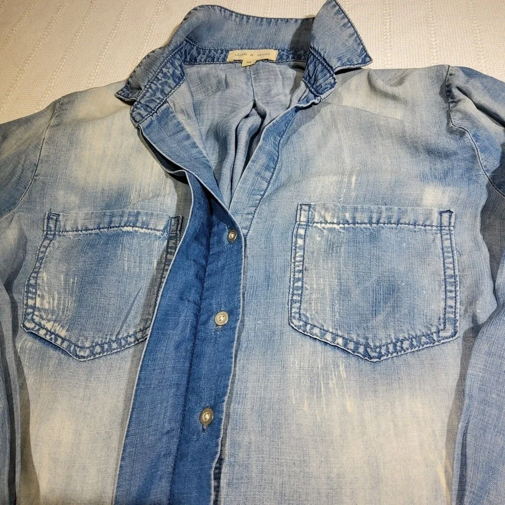 Cloth &‎ Stone Blue Long Sleeve Button Down Shirt